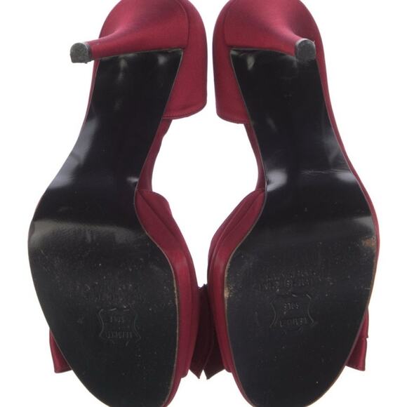 Stuart Weitzman Red-Burgundy d’Orsay Stiletto Heels Rhinestone Bow Size 7 - Picture 6 of 6